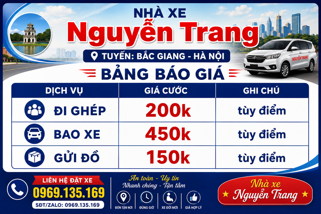 Đặt xe ghép Bắc Giang Hà Nội cho người đi lần đầu