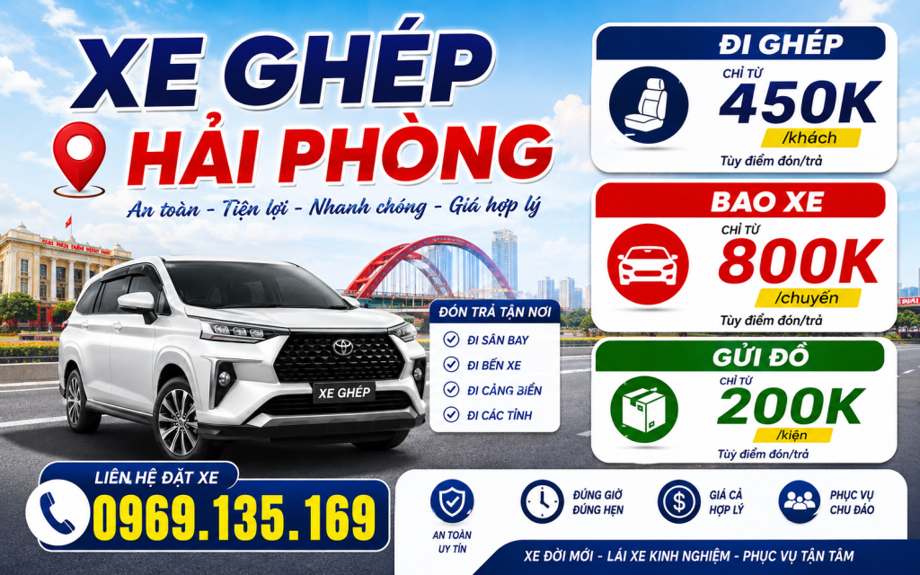 Bảng giá xe ghép Bắc Giang Hải Phòng