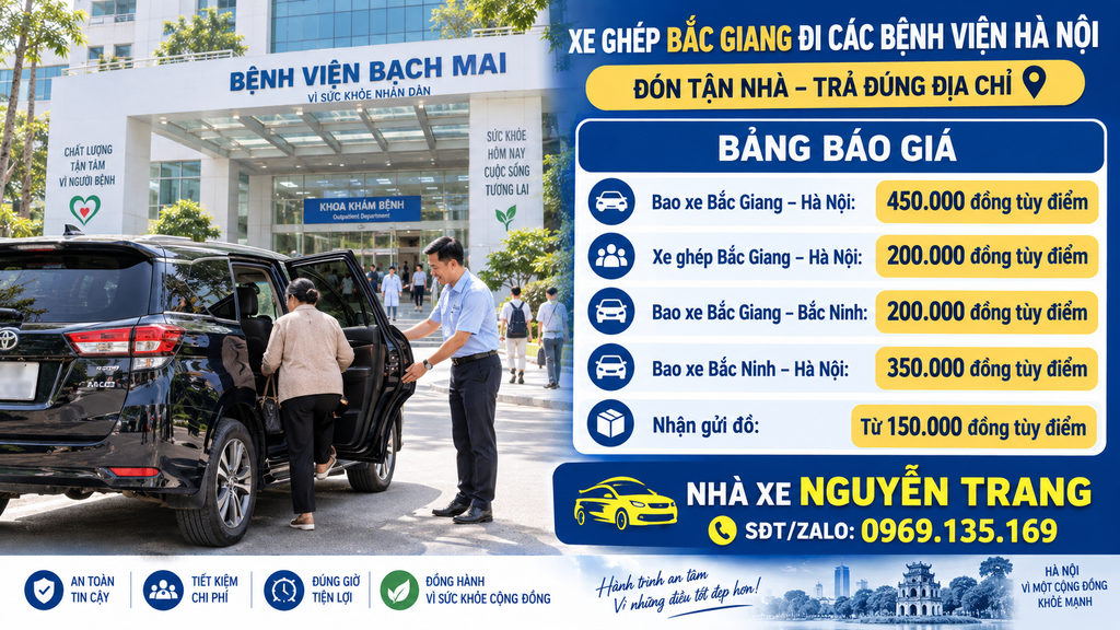 Nhà xe Nguyễn Trang đưa khách Bắc Giang đi khám bệnh tại Hà Nội