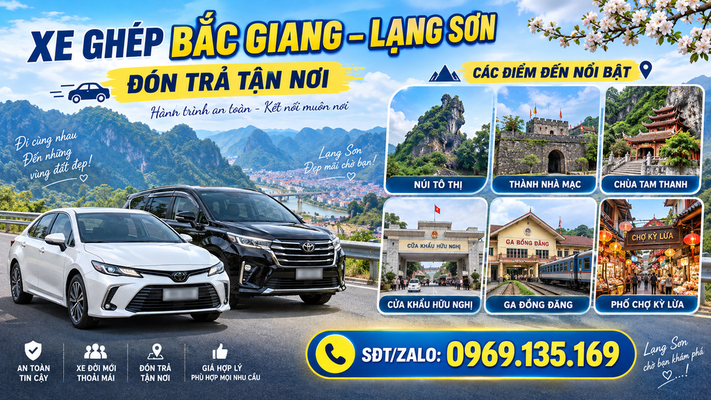 Xe ghép Bắc Giang Lạng Sơn Nguyễn Trang đón trả tận nơi