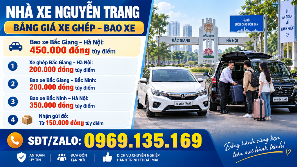 Bảng giá bao xe Bắc Giang Hà Nội