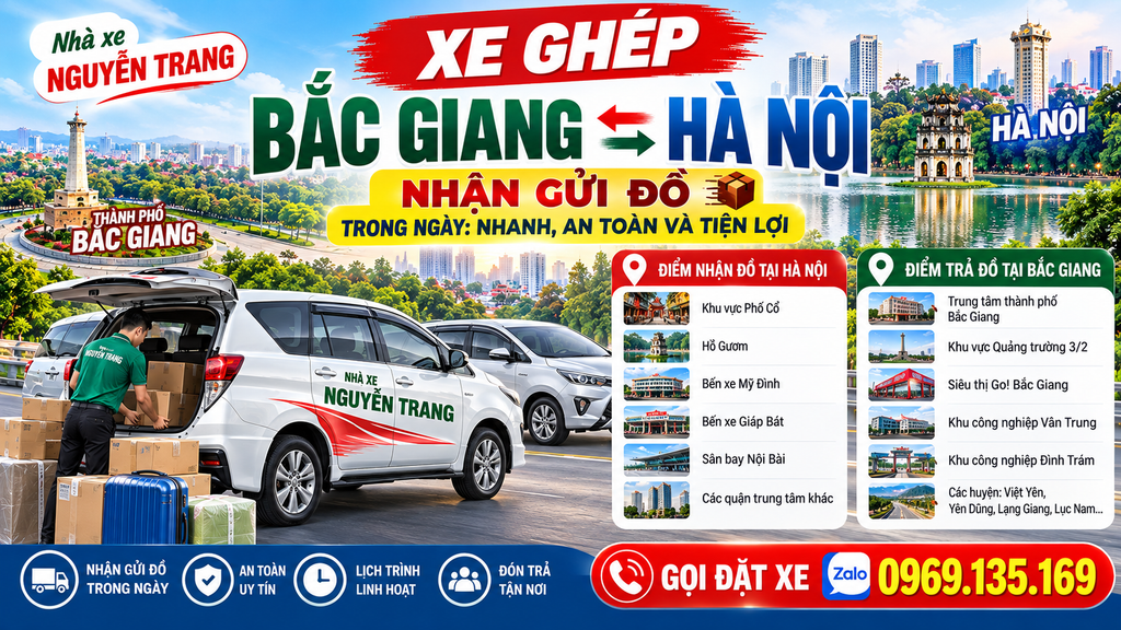 Gửi đồ Bắc Giang Hà Nội trong ngày