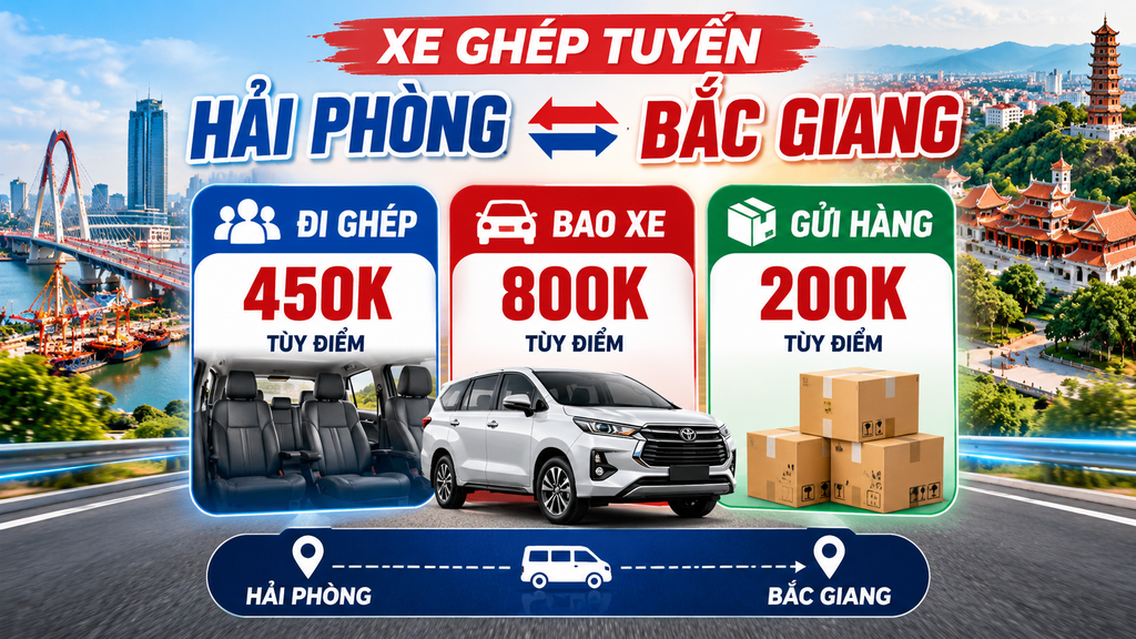 Bảng giá xe ghép Hải Phòng Bắc Giang