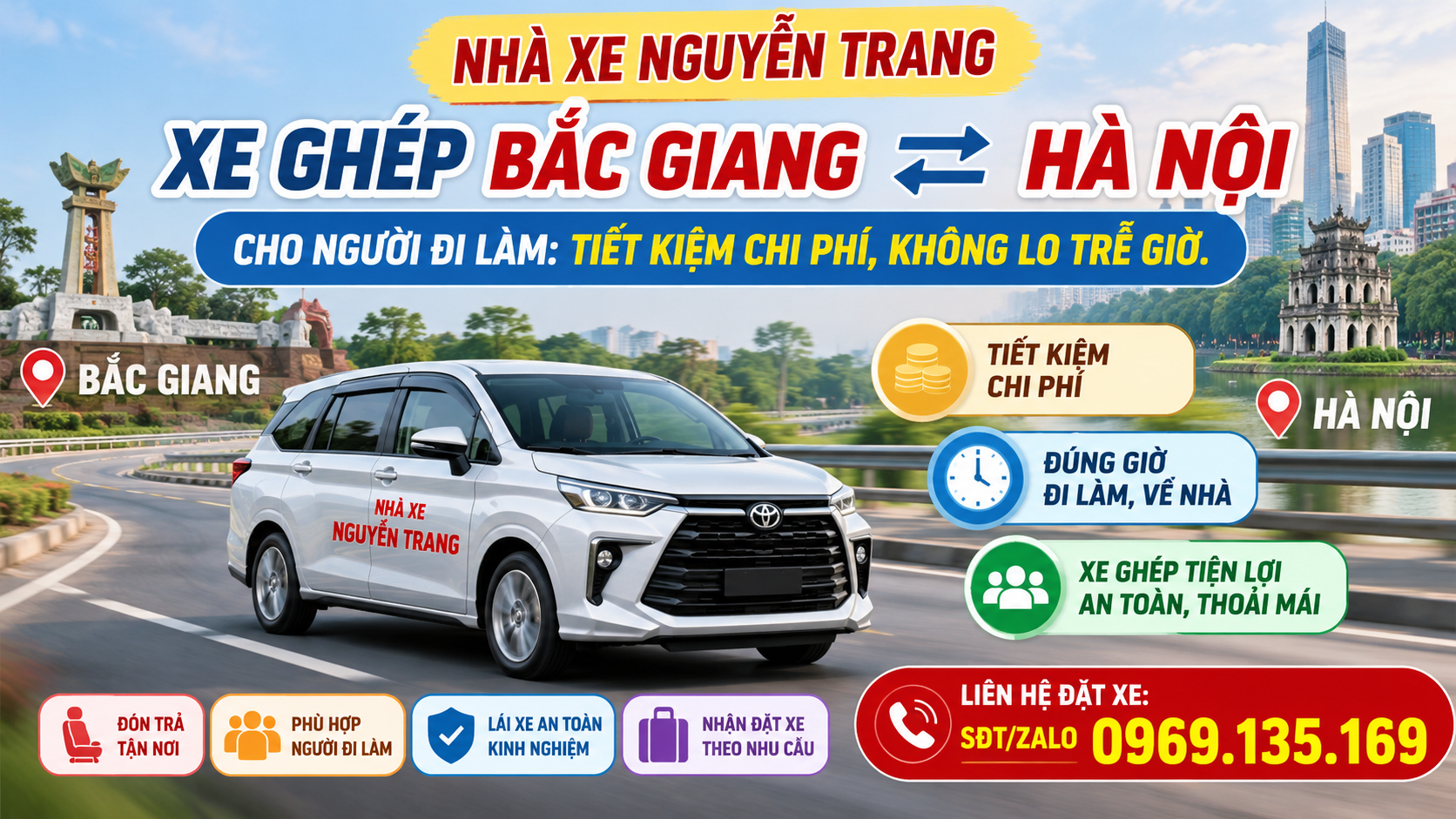 Quảng cáo xe ghép Bắc Giang – Hà Nội