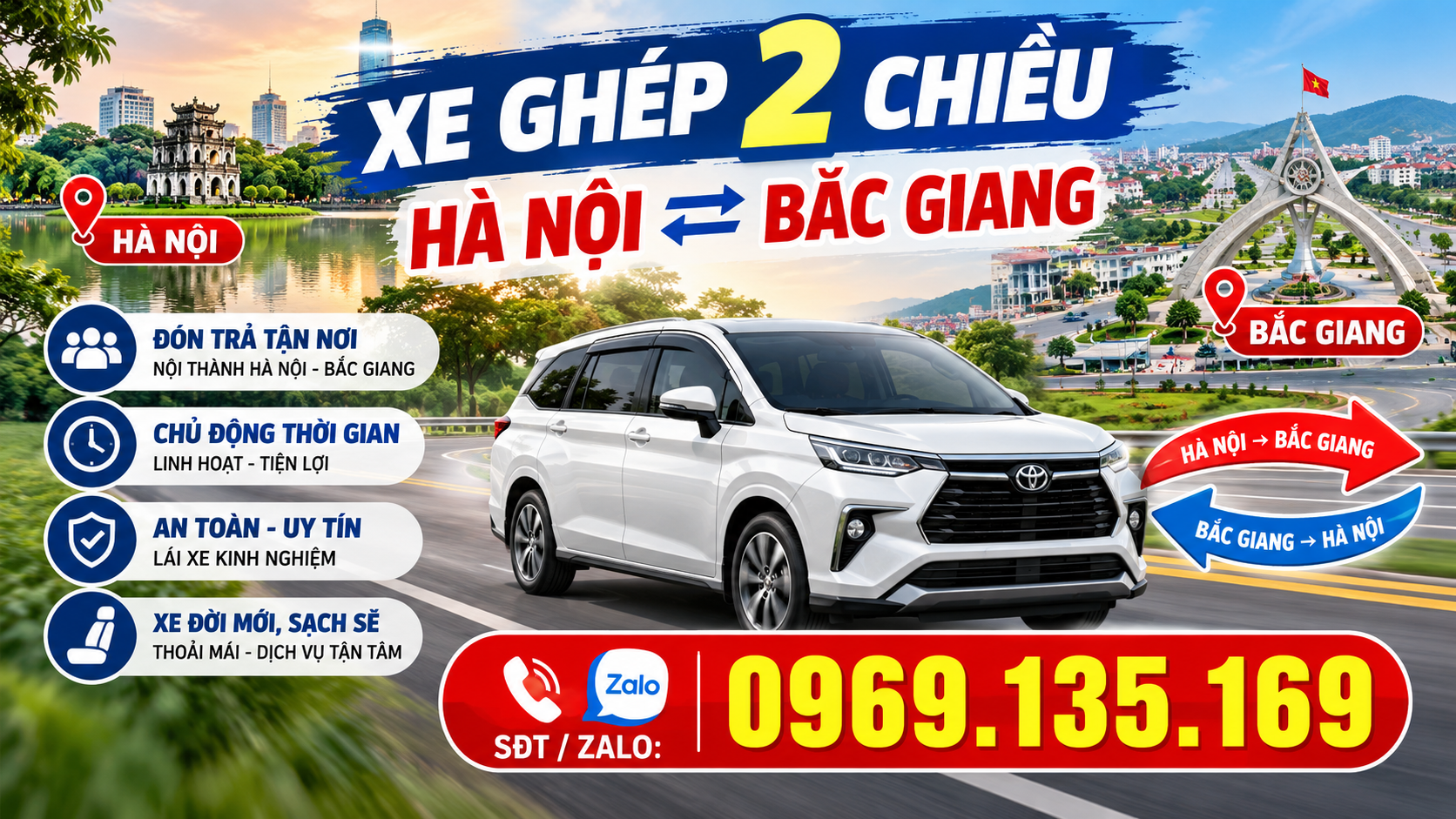 Xe Ghép Hai Chiều Hà Nội – Bắc Giang