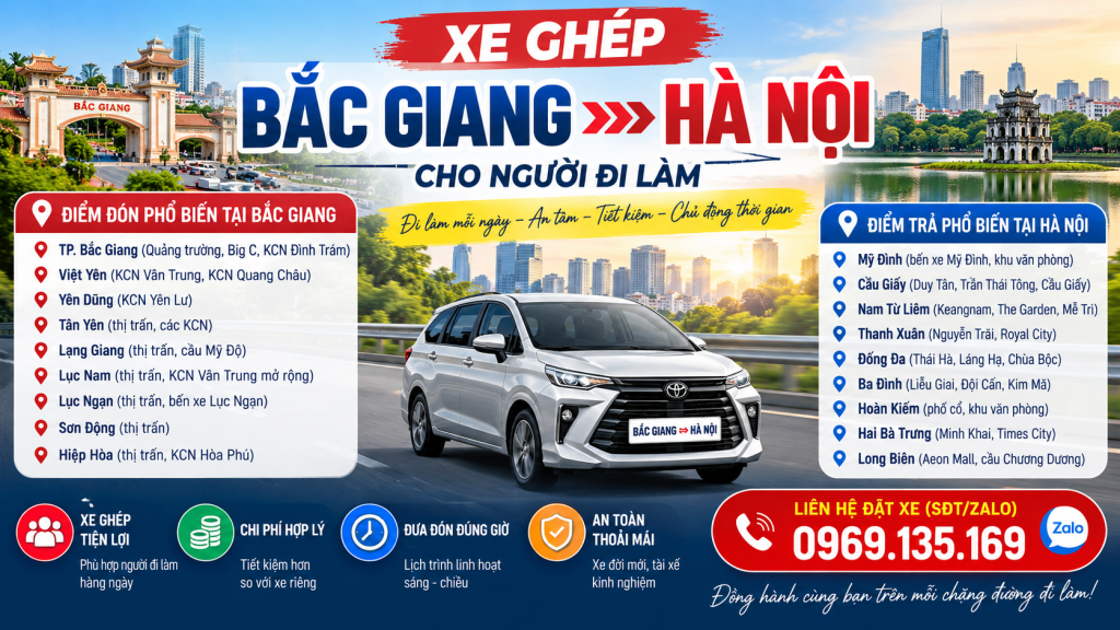 Xe Bắc Giang đi Hà Nội cho người đi làm Nhà xe Nguyễn Trang